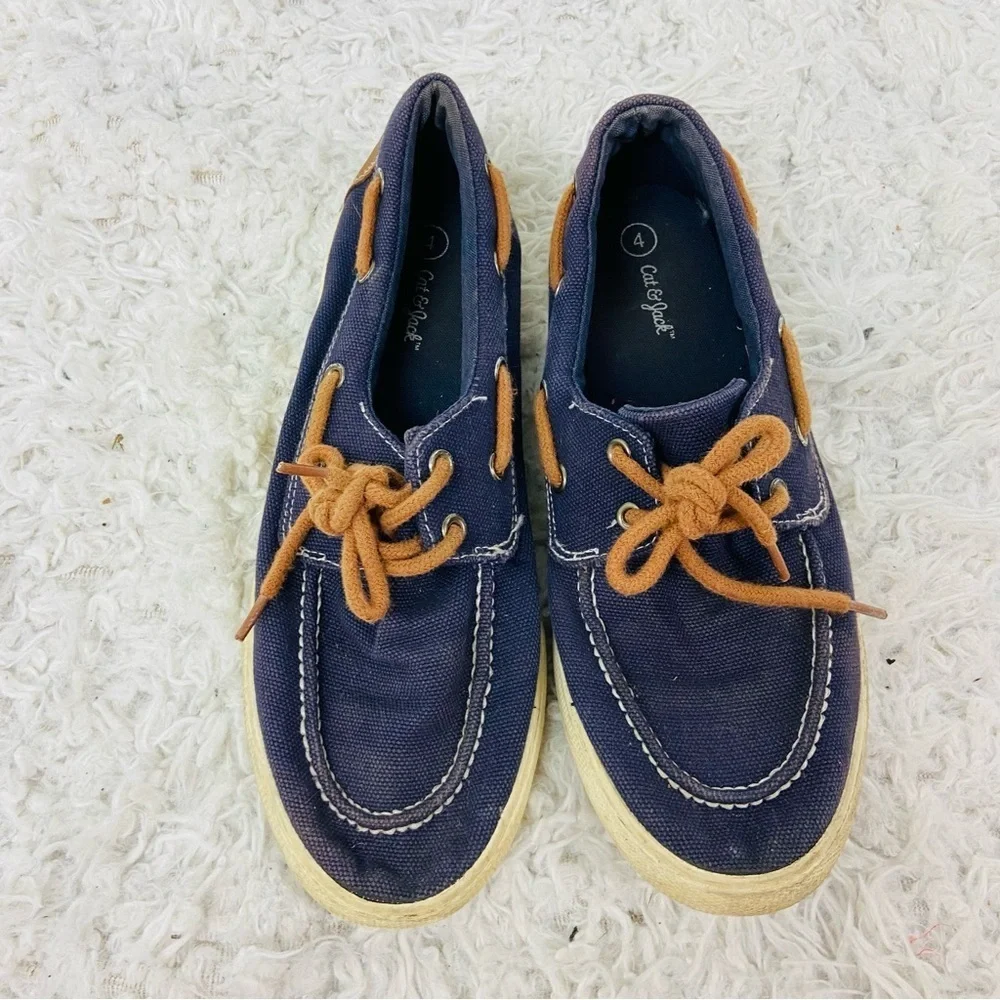 Cat & Jack Navy Blue Canvas Boat Shoes size 4